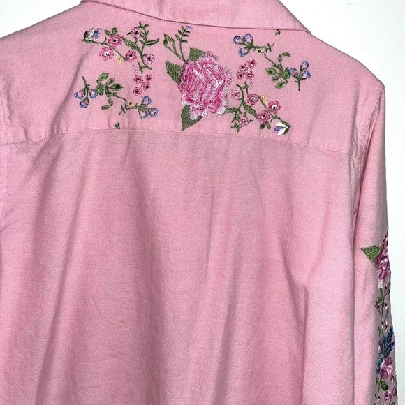 QUACKER FACTORY LS Pink Embroidered Shirt,SM Ladies, Garden Grandmacore Cottage - Picture 4 of 11